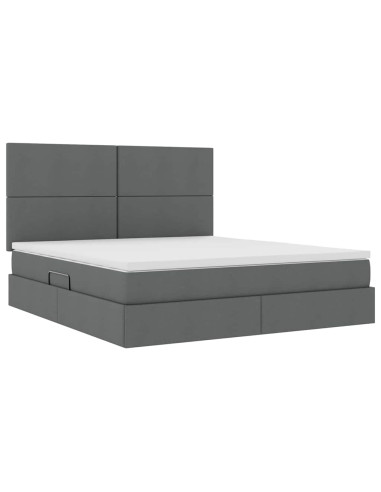 Letto con contenitore e materasso Grigio scuro 160 x 200 cm