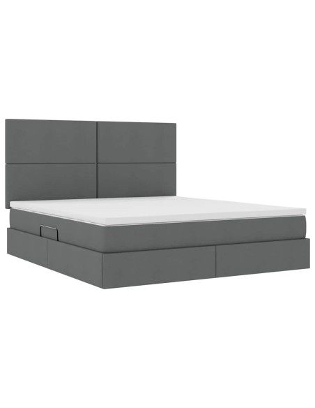 Letto con contenitore e materasso Grigio scuro 160 x 200 cm