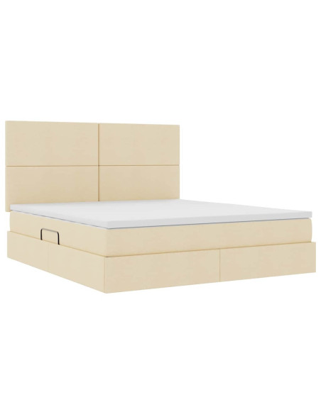Letto con contenitore e materasso Crema 160 x 200 cm Poliestere