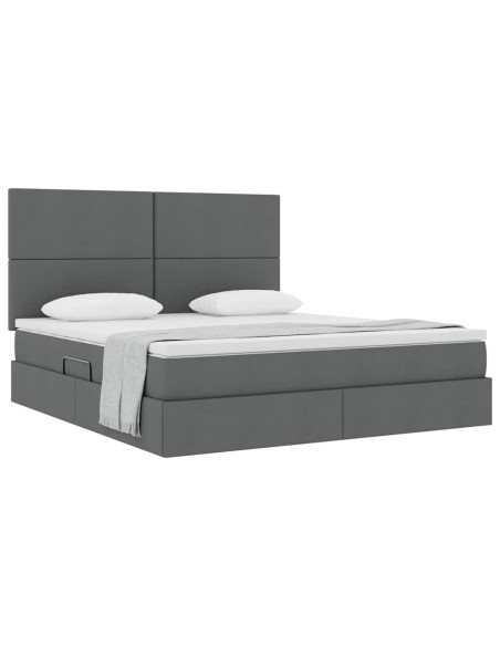 Letto con contenitore e materasso Grigio scuro 180 x 200 cm