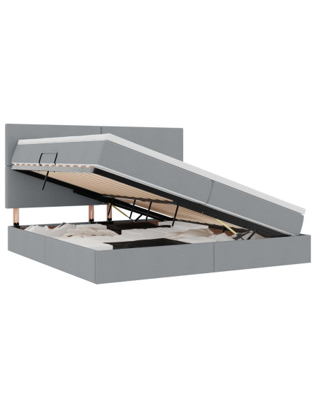 Letto con contenitore e materasso Grigio chiaro 200 x 200 cm
