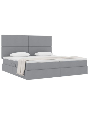 Letto con contenitore e materasso Grigio chiaro 200 x 200 cm