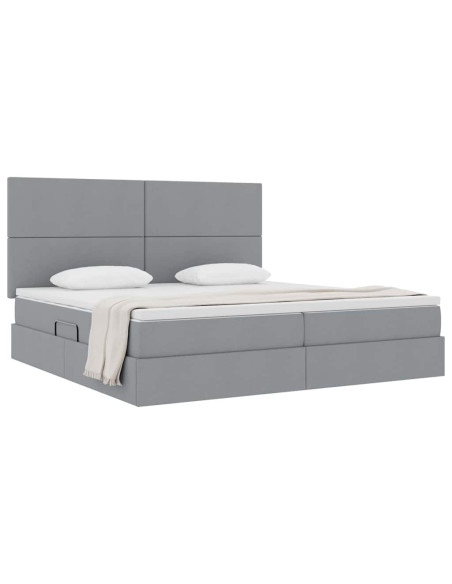 Letto con contenitore e materasso Grigio chiaro 200 x 200 cm