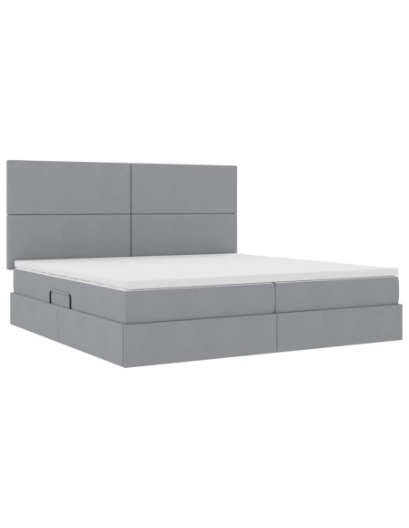 Letto con contenitore e materasso Grigio chiaro 200 x 200 cm