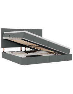 Letto con contenitore e materasso Grigio scuro 200 x 200 cm 2