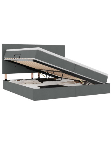 Letto con contenitore e materasso Grigio scuro 200 x 200 cm