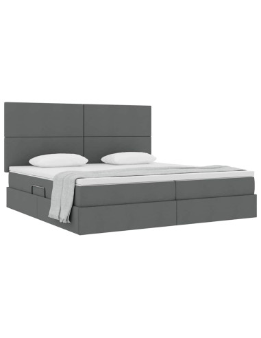 Letto con contenitore e materasso Grigio scuro 200 x 200 cm
