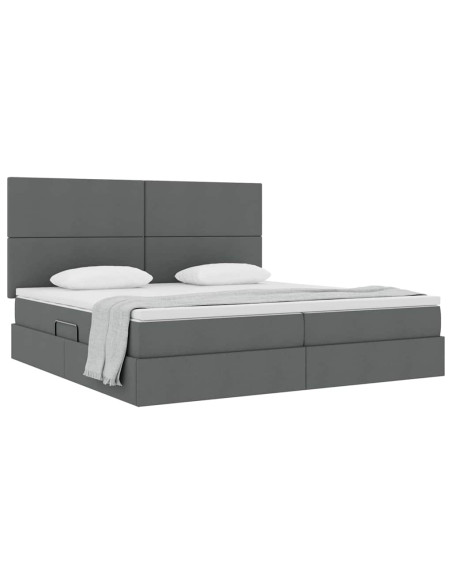 Letto con contenitore e materasso Grigio scuro 200 x 200 cm