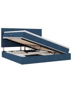 Letto con contenitore e materasso Blu 200 x 200 cm Poliestere 2