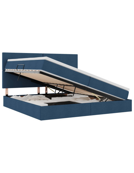 Letto con contenitore e materasso Blu 200 x 200 cm Poliestere