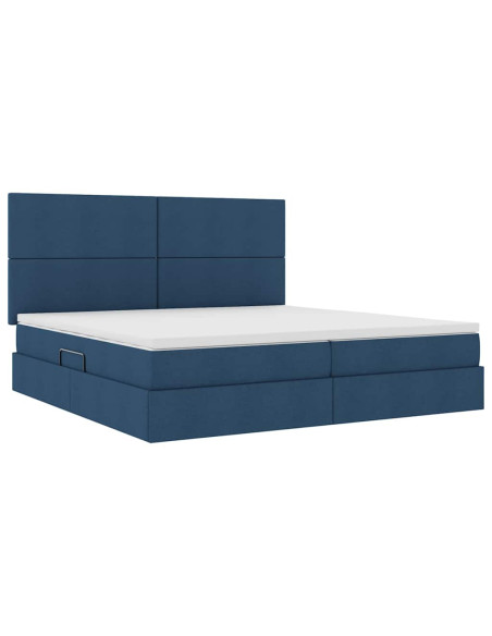 Letto con contenitore e materasso Blu 200 x 200 cm Poliestere
