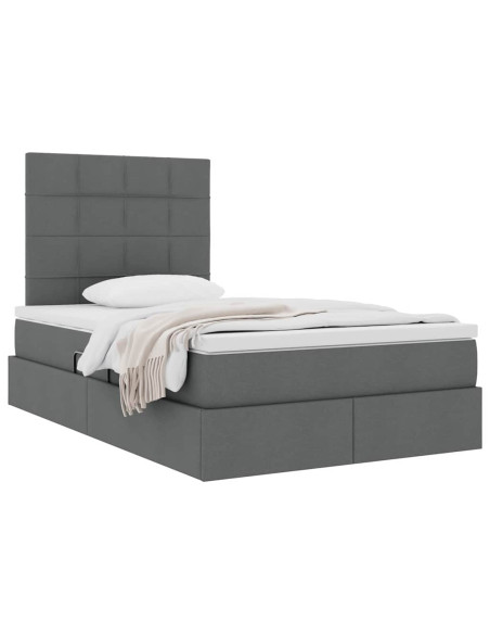 Letto con contenitore e materasso Grigio scuro 120 x 200 cm