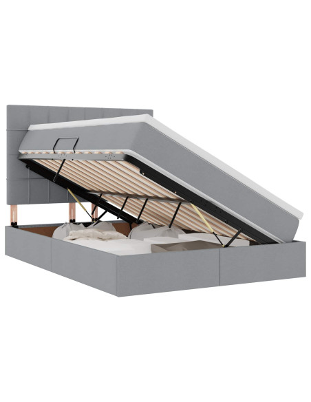 Letto con contenitore e materasso Grigio chiaro 140 x 190 cm