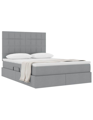Letto con contenitore e materasso Grigio chiaro 140 x 190 cm