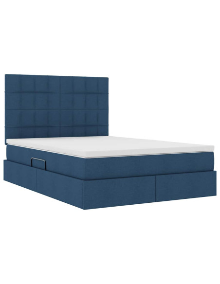 Letto con contenitore e materasso Blu 140 x 190 cm Poliestere