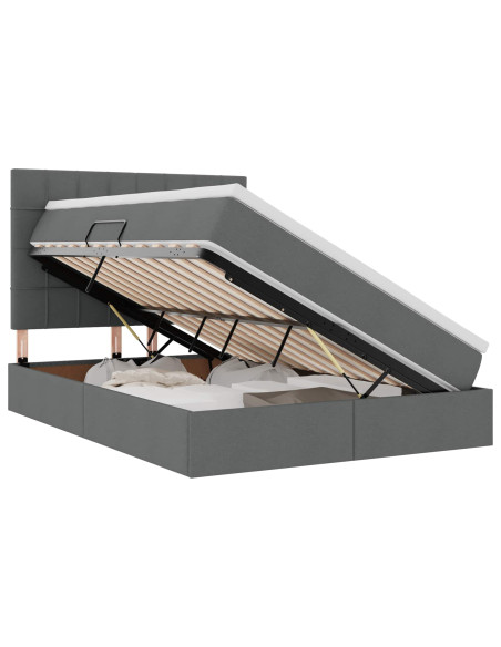 Letto con contenitore e materasso Grigio scuro 140 x 200 cm