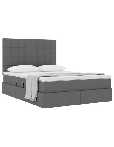 Letto con contenitore e materasso Grigio scuro 140 x 200 cm
