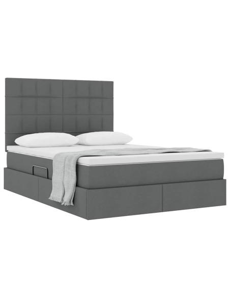 Letto con contenitore e materasso Grigio scuro 140 x 200 cm