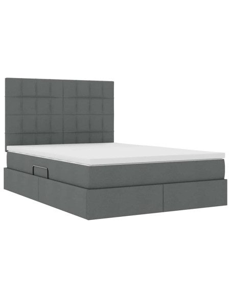 Letto con contenitore e materasso Grigio scuro 140 x 200 cm