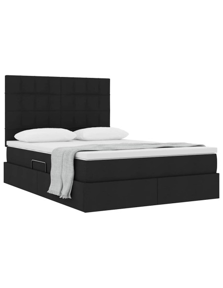 Letto con contenitore e materasso Nero 140 x 200 cm Poliestere