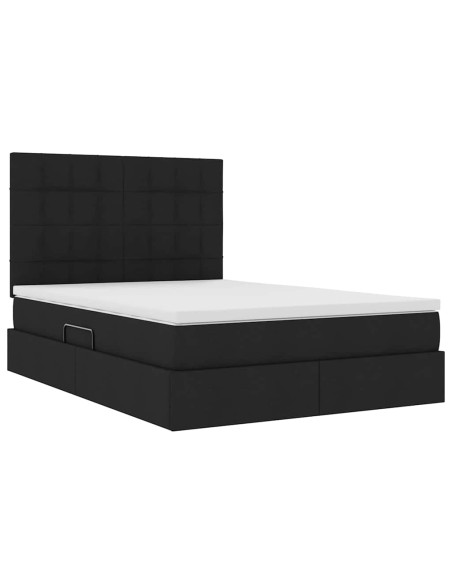 Letto con contenitore e materasso Nero 140 x 200 cm Poliestere