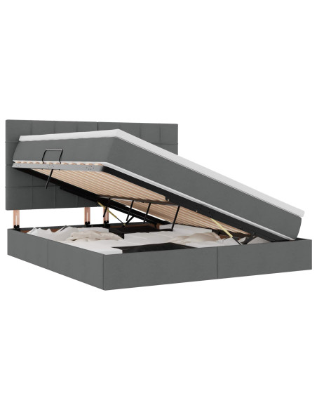 Letto con contenitore e materasso Grigio scuro 180 x 200 cm