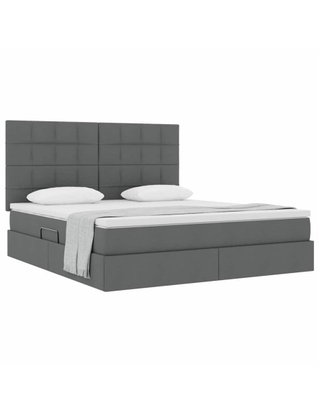 Letto con contenitore e materasso Grigio scuro 180 x 200 cm