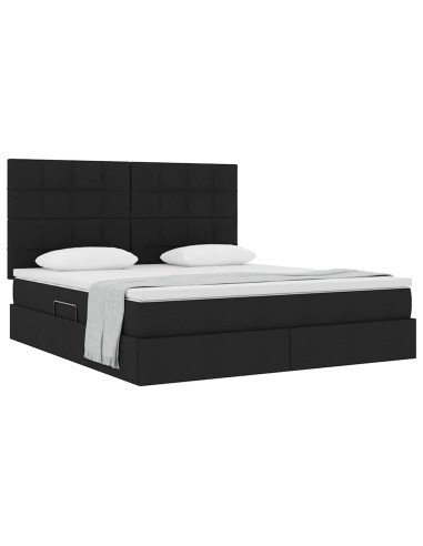 Letto con contenitore e materasso Nero 180 x 200 cm Poliestere