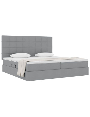 Letto con contenitore e materasso Grigio chiaro 200 x 200 cm