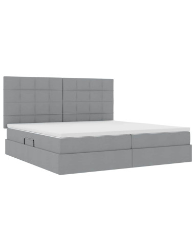 Letto con contenitore e materasso Grigio chiaro 200 x 200 cm