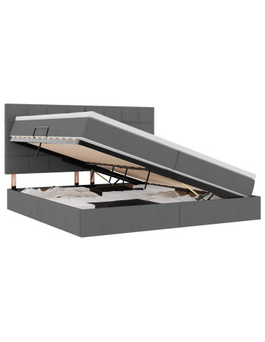 Letto con contenitore e materasso Grigio scuro 200 x 200 cm
