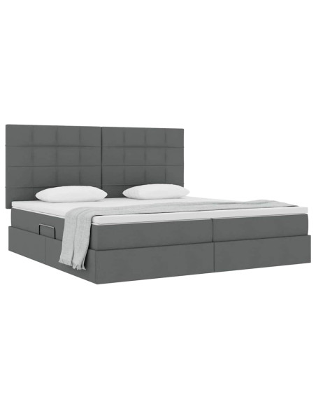 Letto con contenitore e materasso Grigio scuro 200 x 200 cm