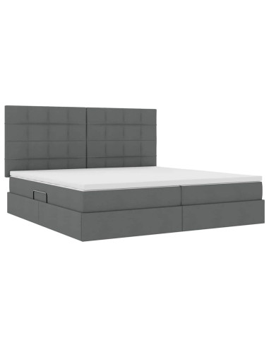 Letto con contenitore e materasso Grigio scuro 200 x 200 cm