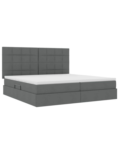 Letto con contenitore e materasso Grigio scuro 200 x 200 cm
