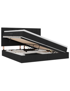 Letto con contenitore e materasso Nero 200 x 200 cm Poliestere 2
