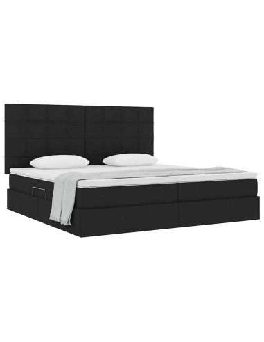 Letto con contenitore e materasso Nero 200 x 200 cm Poliestere