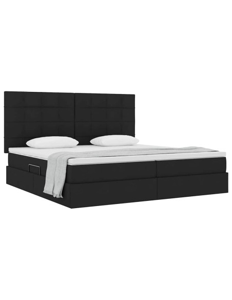 Letto con contenitore e materasso Nero 200 x 200 cm Poliestere