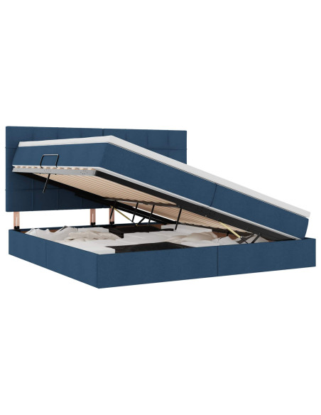 Letto con contenitore e materasso Blu 200 x 200 cm Poliestere