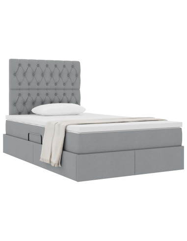 Letto con contenitore e materasso Grigio chiaro 120 x 200 cm