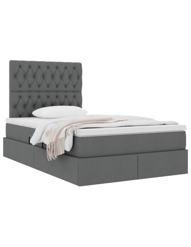 Letto con contenitore e materasso Grigio scuro 120 x 200 cm