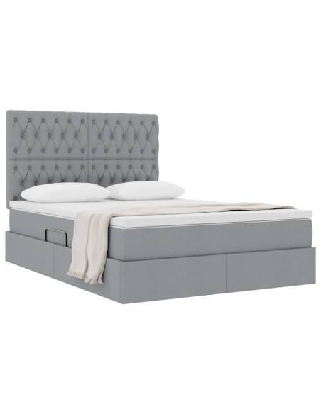 Letto con contenitore e materasso Grigio chiaro 140 x 190 cm