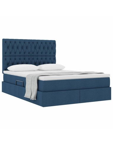 Letto con contenitore e materasso Blu 140 x 190 cm Poliestere