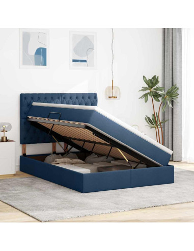 Letto con contenitore e materasso Blu 140 x 190 cm Poliestere