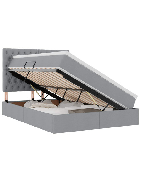 Letto con contenitore e materasso Grigio chiaro 140 x 200 cm