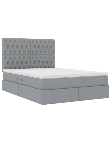 Letto con contenitore e materasso Grigio chiaro 140 x 200 cm