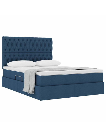 Letto con contenitore e materasso Blu 140 x 200 cm Poliestere