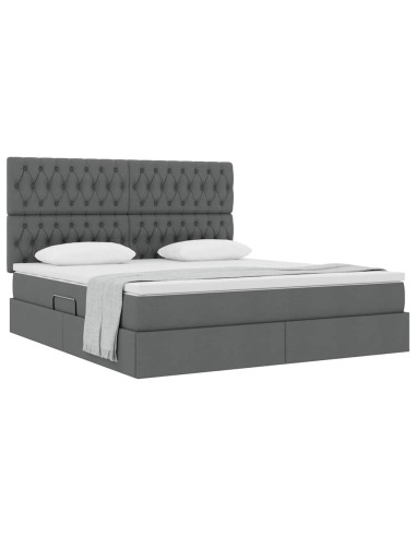 Letto con contenitore e materasso Grigio scuro 160 x 200 cm