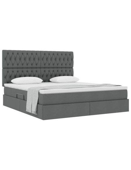 Letto con contenitore e materasso Grigio scuro 160 x 200 cm