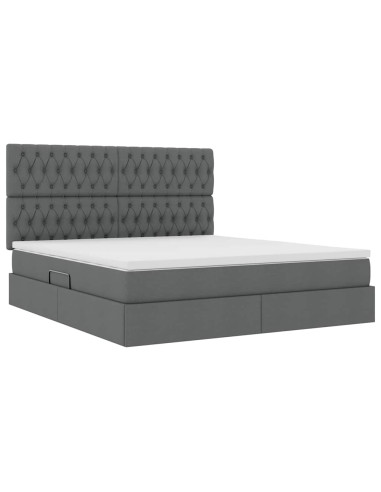 Letto con contenitore e materasso Grigio scuro 160 x 200 cm