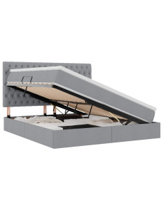 Letto con contenitore e materasso Grigio chiaro 180 x 200 cm 2